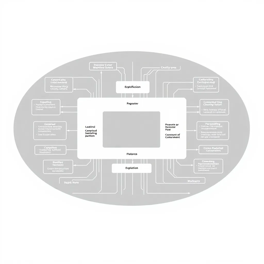 A technical black and white architectural diagram of a softw
