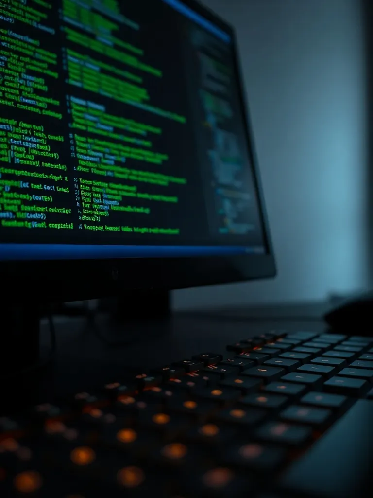 A high-contrast close up of a mechanical keyboard and a dark