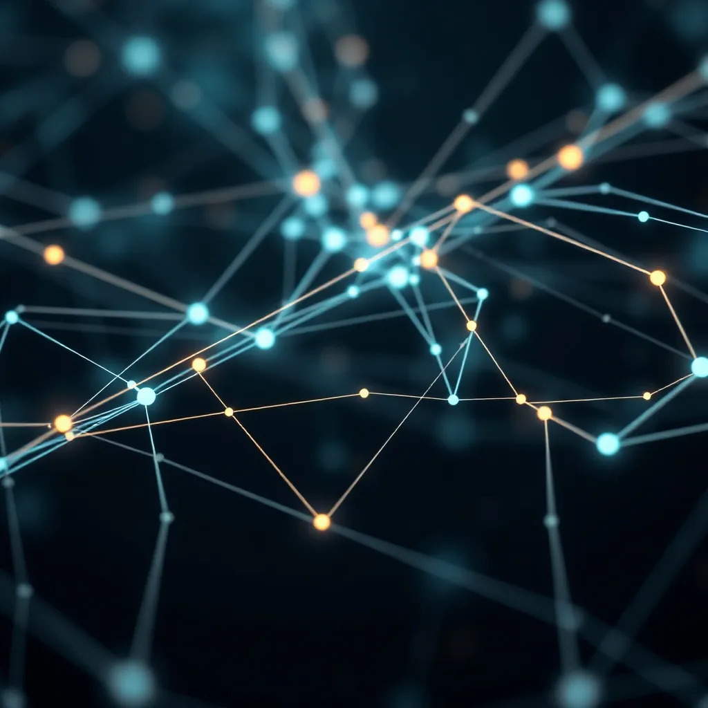 Abstract visualization of data streams and network nodes, mi