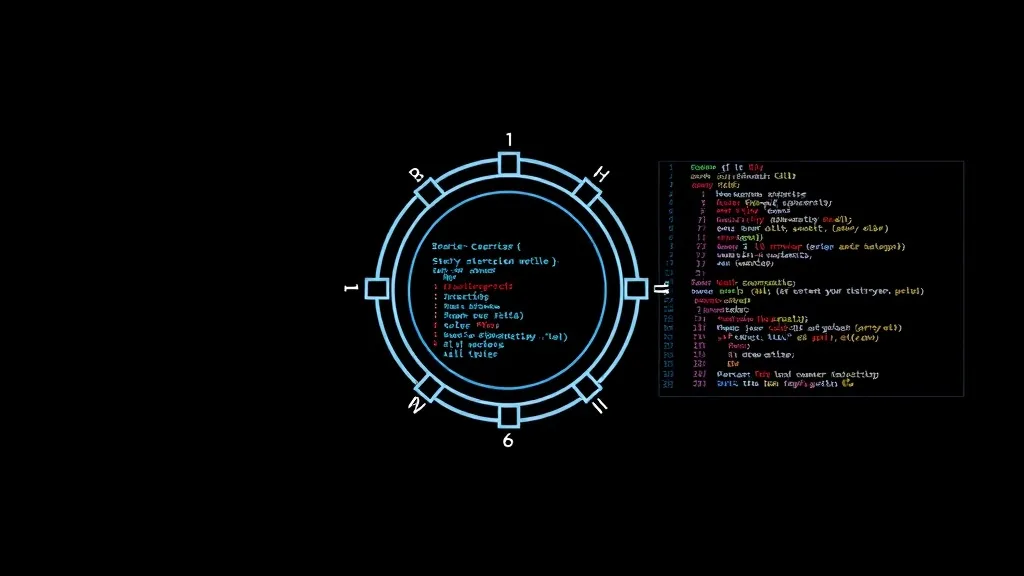 A technical diagram showing a circular flow between a code e